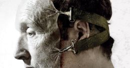 Close-up of a man with a gruesome mask revealing skin, representing the chilling elements of Saw V (2008) horror film.