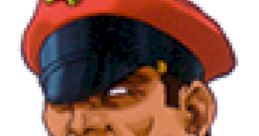 M. Bison from Street Fighter EX, featuring his iconic red beret and fierce expression, representing power and authority.