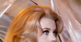 Barbarella style icon with blonde hair and glamorous costuming, showcasing 1960s sci-fi fashion and aesthetics.