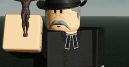 Roblox character resembling a priest, holding a crucifix, dressed in black, evoking themes from Guts and Blackpowder 4.