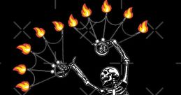 Skeleton spinning on fan