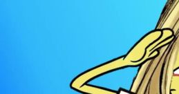 SpongeBob styled with long, flowing hair in a lively blue background, showcasing 15.ai creativity from May 2020.