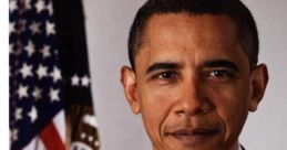 Barack Obama poses formally in a suit, with an American flag background, showcasing his presidential demeanor.