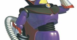 Evil Emperor Zurg poses menacingly with his weapon, showcasing iconic features from the Toy Story movies.