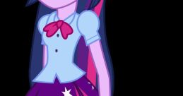 Twilight Sparkle in a stylish outfit with a blue top and a purple skirt featuring star patterns, embodying friendship and magic.