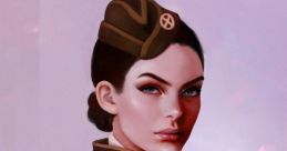 Stylized portrait of a female character in military attire, evoking the vibe of a Rainbow Six Siege Announcer.