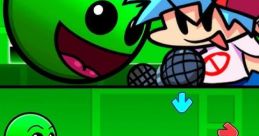Boyfriend sings with a green character in a vibrant setting, highlighting the playful vibe of Fire In The Hole Lobotomy GD OV2.