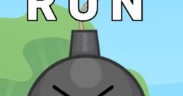 BFDI character Bomby with a serious expression, warning others to run, set against a vibrant outdoor background.