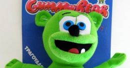 Gummibär plush toy featuring a cheerful green character with a musical theme, perfect for fans of Gummy Bear songs.