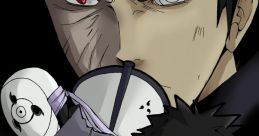 Obito Uchiha from Naruto with intense expressions, showcasing his dual persona in striking colors and detail.