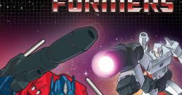 Optimus Prime and Megatron clash in a vibrant scene from the G1 Transformers TV series, showcasing their iconic rivalry.
