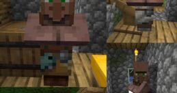 Villagers in Minecraft displaying various outfits and settings, showcasing their unique roles and interactions in the game.