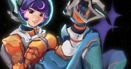Juno from Overwatch, depicted in a vibrant space-themed outfit, showcasing her unique armor and futuristic gear.