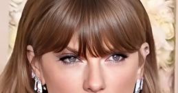 Elegant portrait of a woman with straight hair and glamorous earrings, capturing the essence of pop music style and allure.