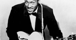 Chuck Berry performing with electric guitar, embodying 50s style and energy, perfect for the Blues #2 song generator.