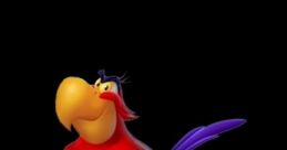Colorful Iago, the witty parrot from Aladdin, striking a confident pose with vibrant feathers. Fun character for all ages!