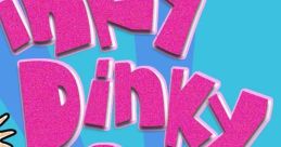 Colorful “Pinky Dinky Doo” title graphic with playful font against a vibrant blue background, perfect for kids' entertainment.