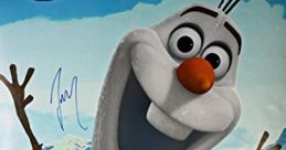 Olaf from Disney's Frozen joyfully declares, "I'm an expert on the snow!" with a whimsical snowy backdrop.