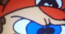 Angry Mario from "Mario and Luigi Show" showcasing intense expression and iconic red cap in cartoon style.