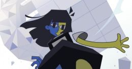 Ena character in a stylized pose, showcasing vibrant colors and dynamic shapes in a unique animated scene.
