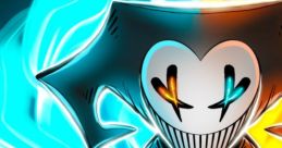 Clownpierce character with a dual-colored glowing aura, showcasing a striking mask and elaborate costume details.