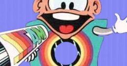 Colorful character promoting S.A.M - Software Automatic Mouth for Commodore, showcasing retro AI technology.