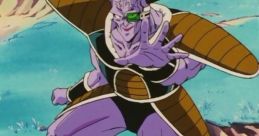 Character from Dragonball Z, depicted in a striking pose on a colorful landscape, showcasing powerful energy.