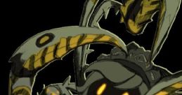 Cyn from Murder Drones features a playful expression with vibrant yellow eyes and striking tentacle-like arms.