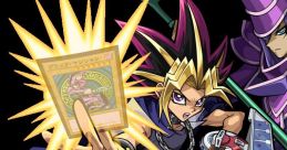 Yami Yugi showcasing a powerful card in a dynamic pose, embodying the spirit of dueling in Yu-Gi-Oh!