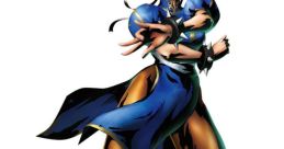 Chun-Li strikes a dynamic pose in her iconic blue outfit, showcasing her strength from Marvel vs. Capcom.