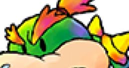 Baby Bowser from Yoshi's Island with colorful hair, showcasing a playful and mischievous expression.