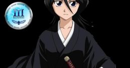 Rukia Kuchiki in traditional black kimono, wielding a katana, embodying strength and grace from Bleach anime.