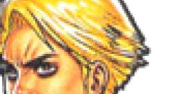King from "Art of Fighting," displaying fierce determination with blond hair and stylish attire. Iconic fighting game character.