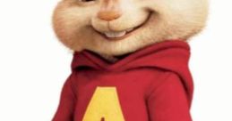 Cheerful Alvin Seville in a red hoodie with an 'A' logo, showcasing his iconic look from the beloved animated series.