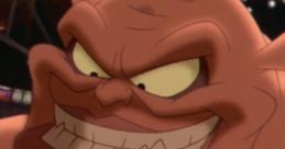 Monstar Pound from Space Jam 1996 grinning menacingly, showcasing his fierce personality and basketball prowess.