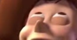 Joyful character with a wide grin and closed eyes, showcasing excitement and happiness in a playful animation style.