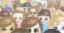 Crowd of animated characters with diverse expressions, showcasing the fun of voice instruments in a colorful setting.