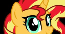 Sunset Shimmer, a colorful unicorn pony with vibrant red and yellow mane, known from My Little Pony series.