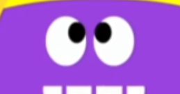 Betty from Hey Duggee smiles playfully, showcasing her fun purple character design against a bright yellow background.