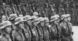 Soldiers in uniform marching in formation, representing military discipline and historical military events.