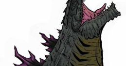 Aangverse Godzilla roars with fierce intensity, showcasing its powerful form and intricate scales against a plain background.