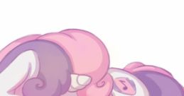 Sweetie Belle cozies up with a cheerful expression, embodying the charm of "Sweetie Belle Says Random Stuff.