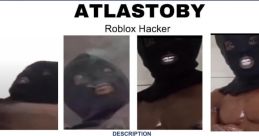 FBI wanted poster for AtlastoBy, a Roblox hacker; includes description, nickname, and reward details for information.
