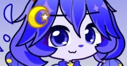 Charming blue-haired character with stars and moon accessories, embodying a whimsical Wishping style in vibrant colors.