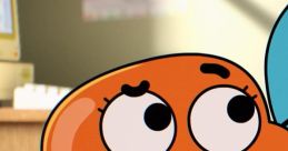 Darwin from The Amazing World of Gumball, sitting thoughtfully on a stool, showcasing his curious personality in Season 6.