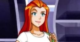 Sam from Totally Spies poses confidently in a casual outfit, showcasing her stylish flair and character charm.