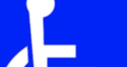 Blue background featuring a white accessibility symbol, representing inclusivity and support for those with disabilities.