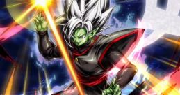 Fused Zamasu from DB Legends, launching an attack with intense energy, showcasing his powerful stance and vibrant design.
