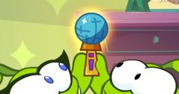 Om Nom characters celebrating with a globe trophy, embodying fun and adventure in the world of Om Nom videos.