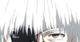 Ken Kaneki from Tokyo Ghoul, featuring his iconic mask and white hair, ready for action in a dark, atmospheric setting.